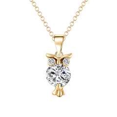2019 New Zircon Pendants Owl Necklace For Women Crystal Heart Gold Sliver Color Long Necklaces Fashion Jewelry Christmas Gift